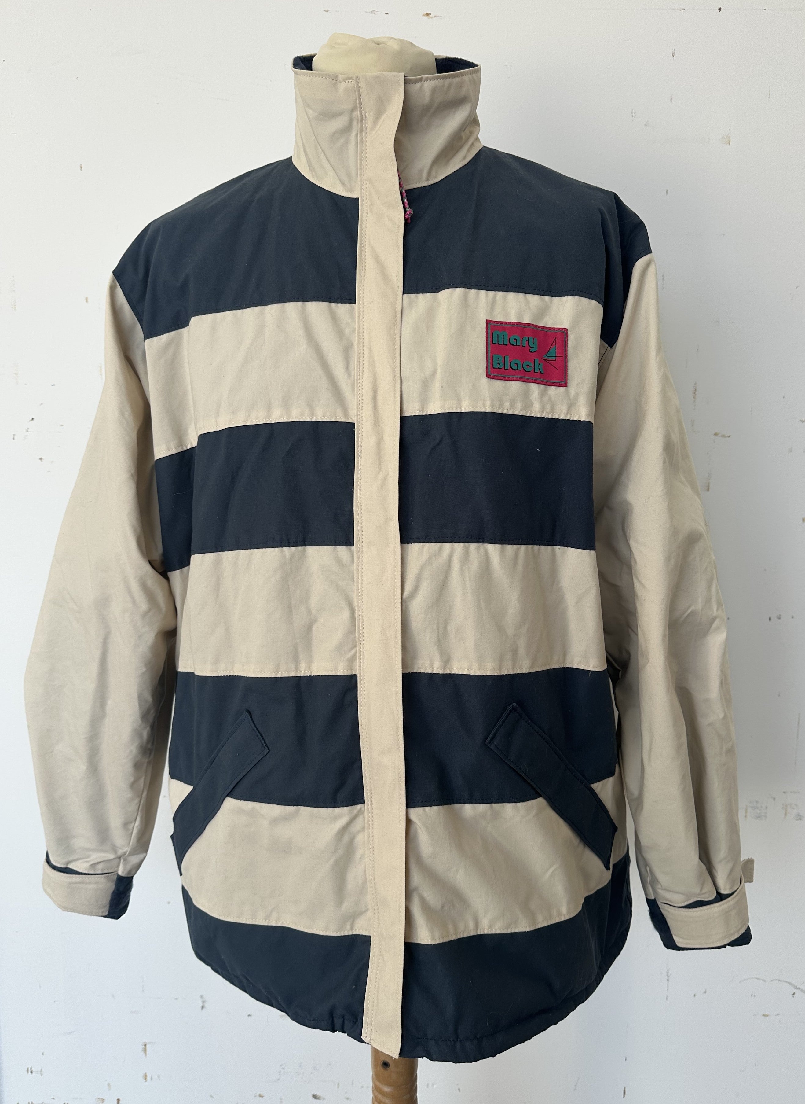 Cream and Navy Waxed Cotton Jacket