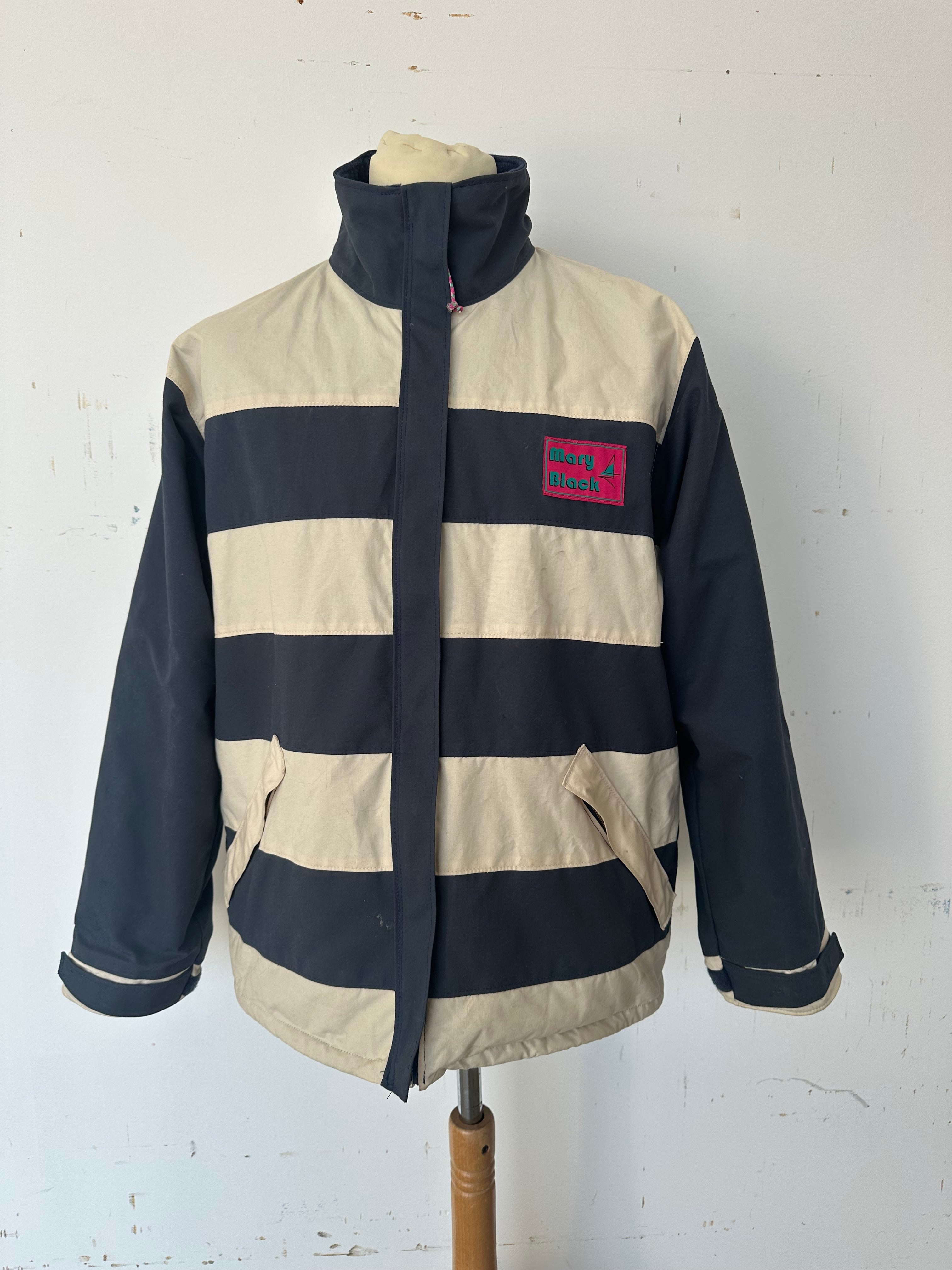 Navy and Cream Waxed Cotton Jacket