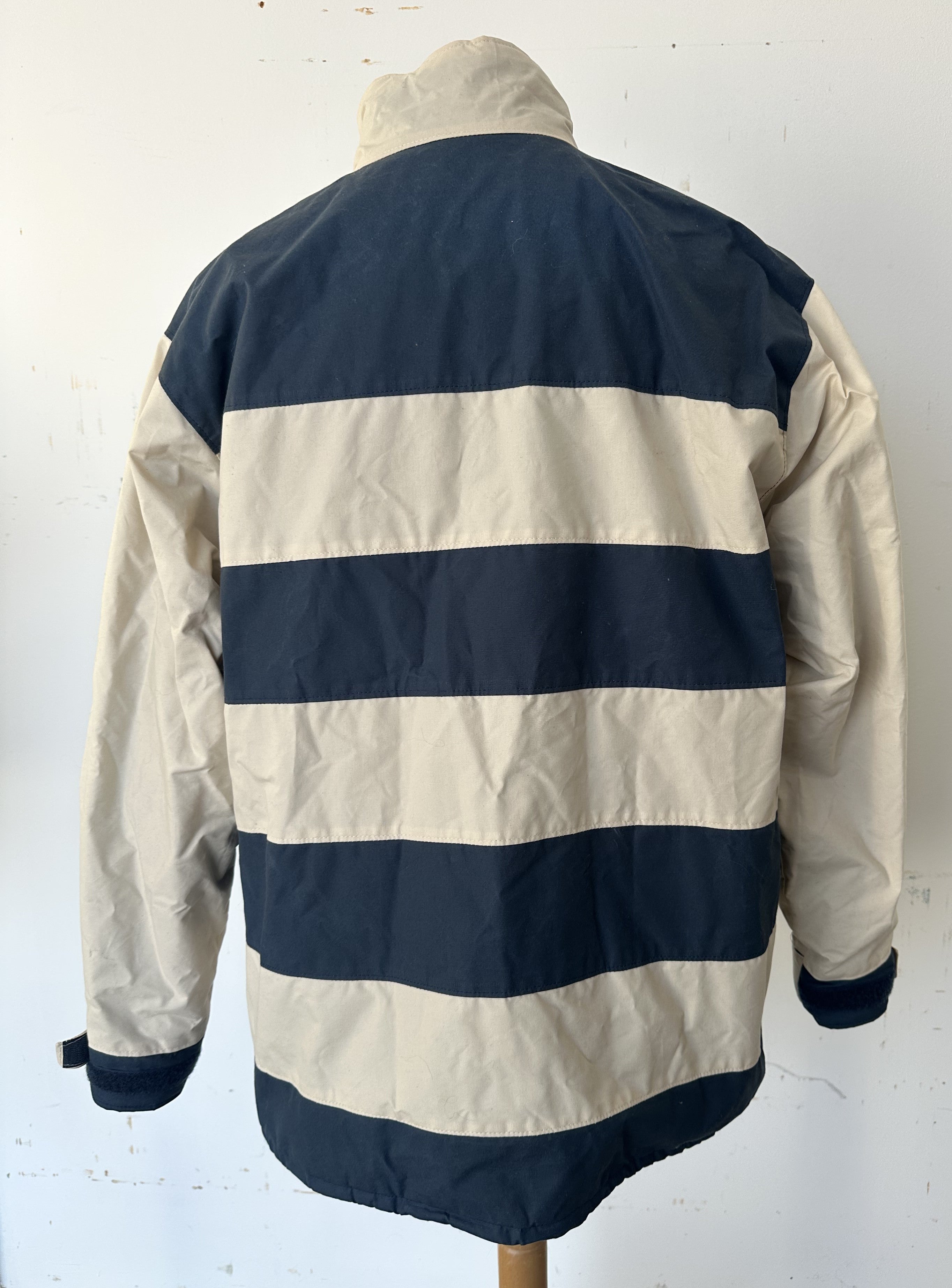 Cream and Navy Waxed Cotton Jacket