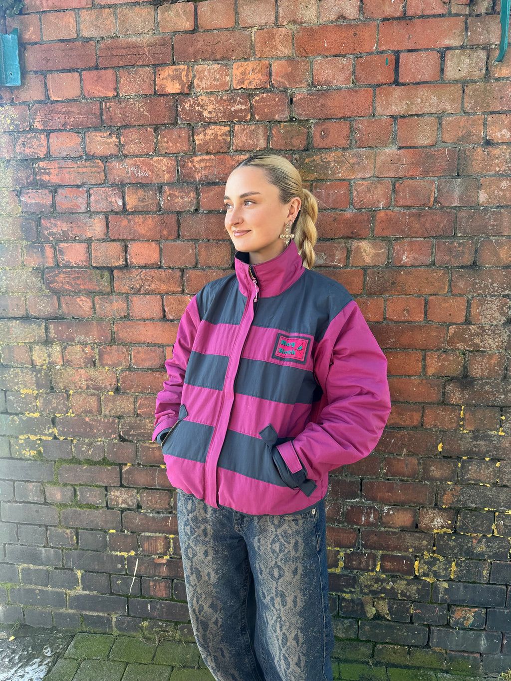 Pink and Navy Waxed Cotton Jacket