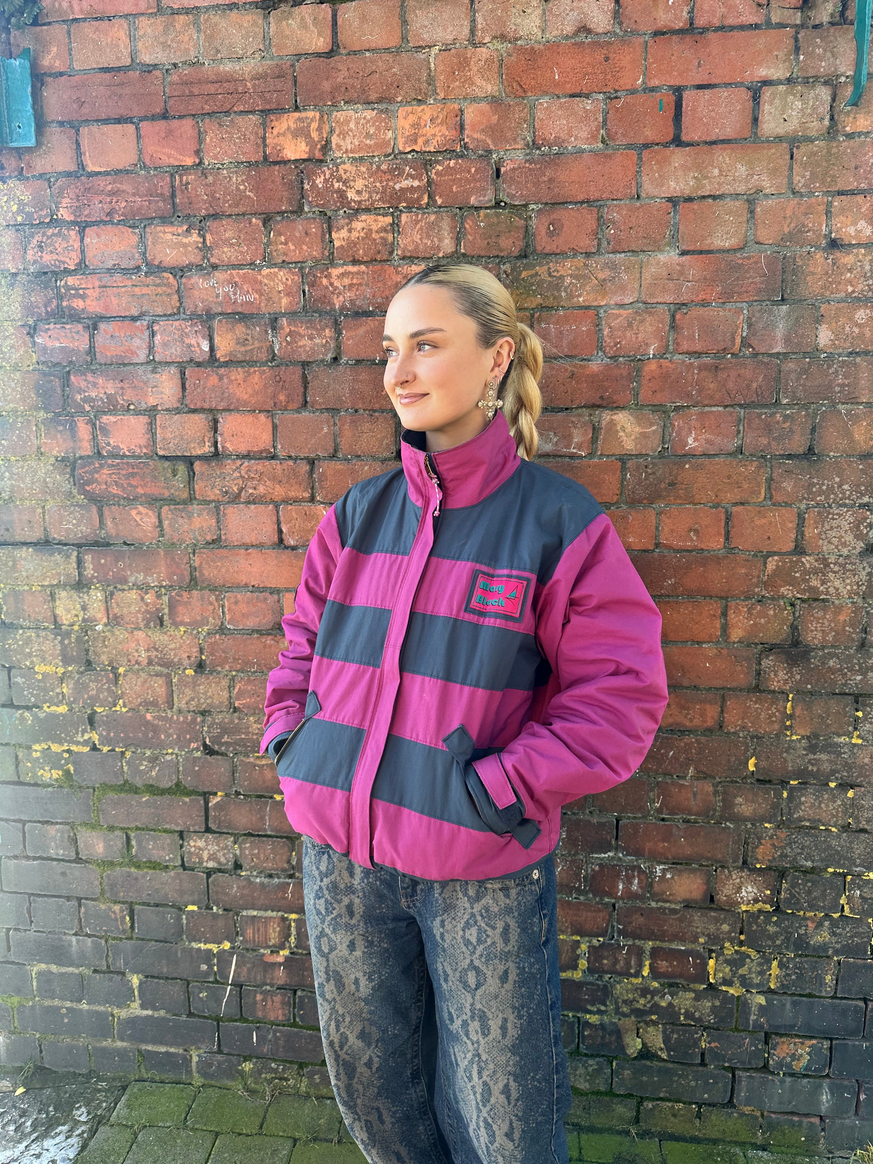 Pink and Navy Waxed Cotton Jacket